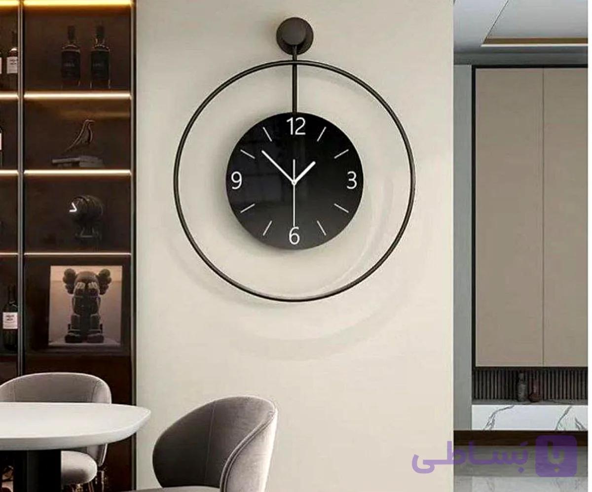 ساعت دیواری  دکوراتیو ترکیبی چوب و فلز موتور آرامگرد و بیصدا