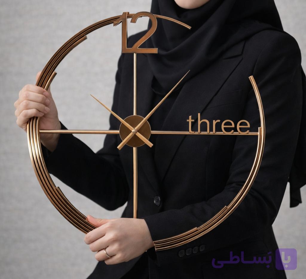 ساعت دیواری فلزی مدرن طرح ماه قطر 60 سانتی‌متر