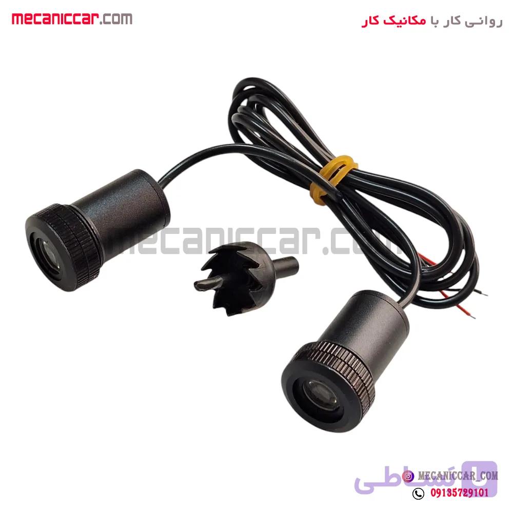 لوگو زیر درب (چراغ ولکام لایت) با مته گرد بر سمند و دنا (اسب ابی) — تصویر 1