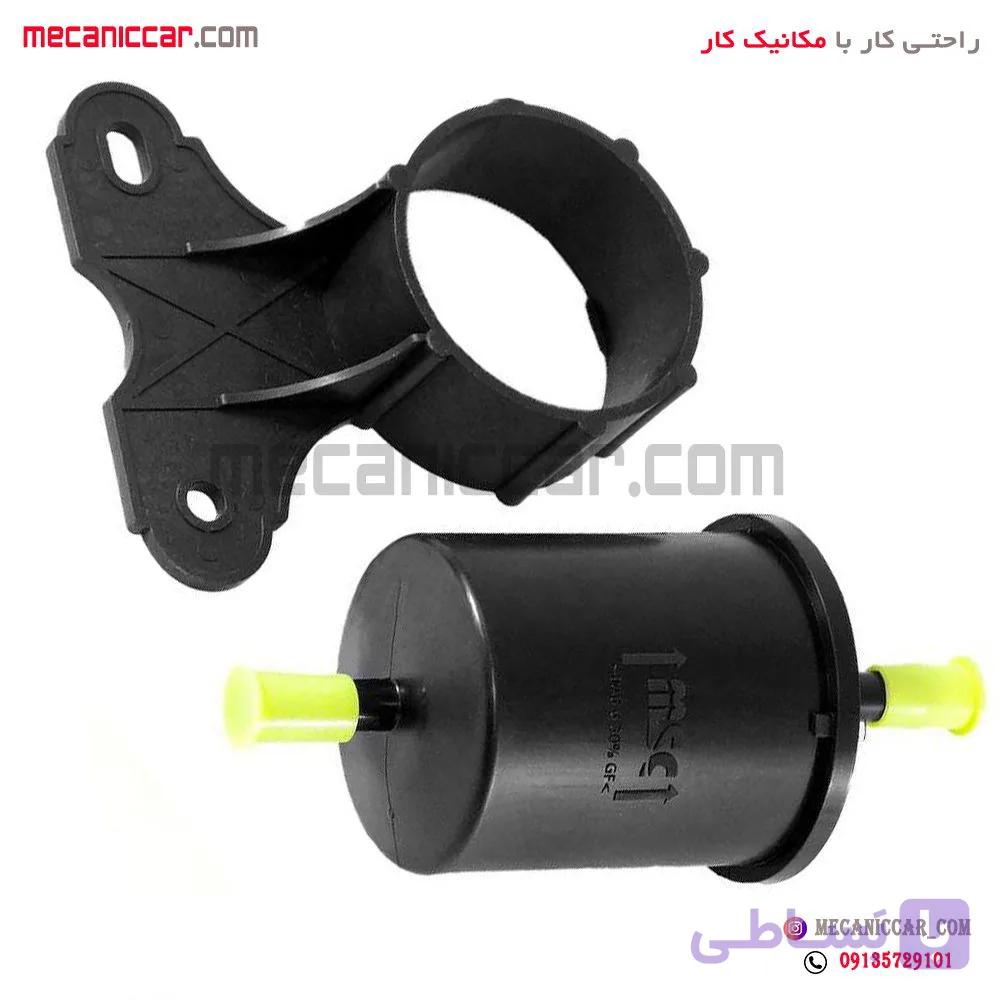 فیلتر (صافی) بنزین پلیمری دو سر صاف با براکت پراید — تصویر 1