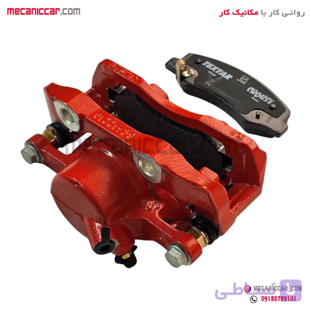 مجموعه کالیپر (سیلندر) ترمز چرخ جلو راست قرمز با لنت تکستار رانا و 206 تیپ 5 کروز — تصویر 1