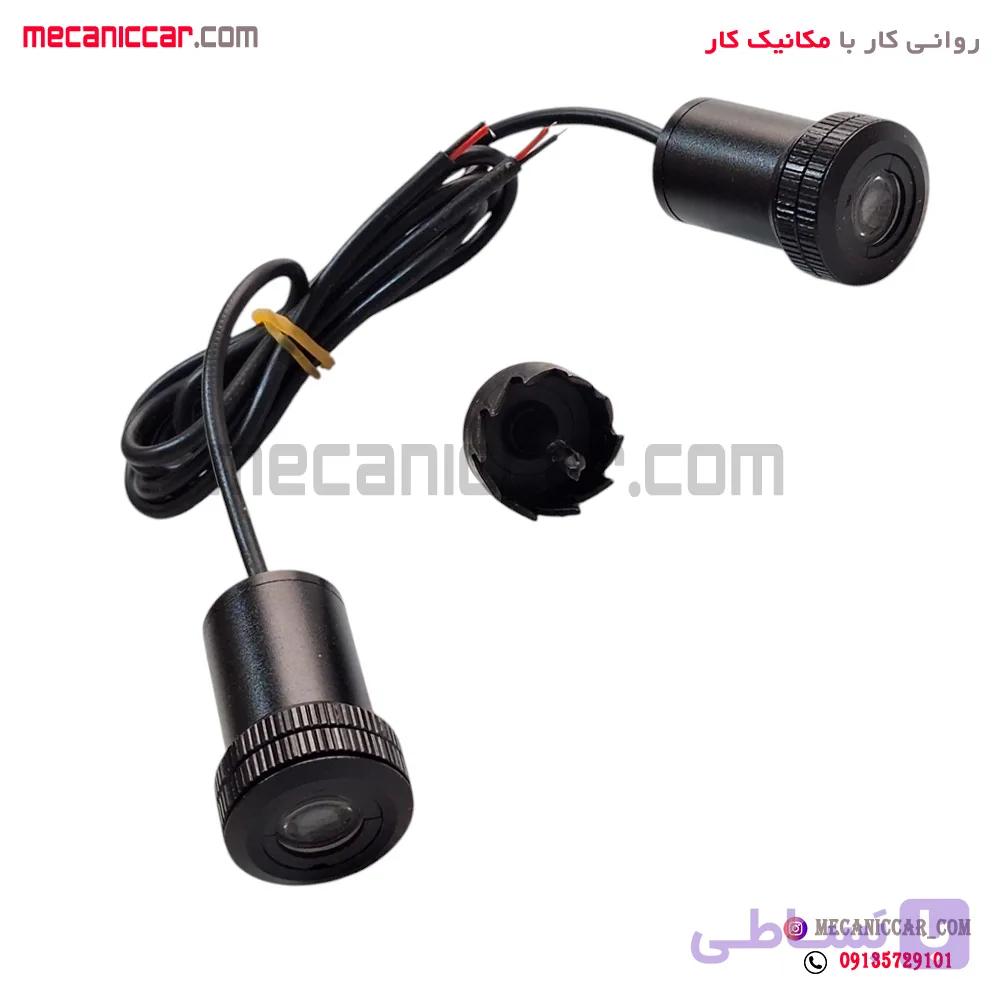 لوگو زیر درب (چراغ ولکام لایت) با مته گرد بر پژو 405 و پارس (شیر سفید) — تصویر 1