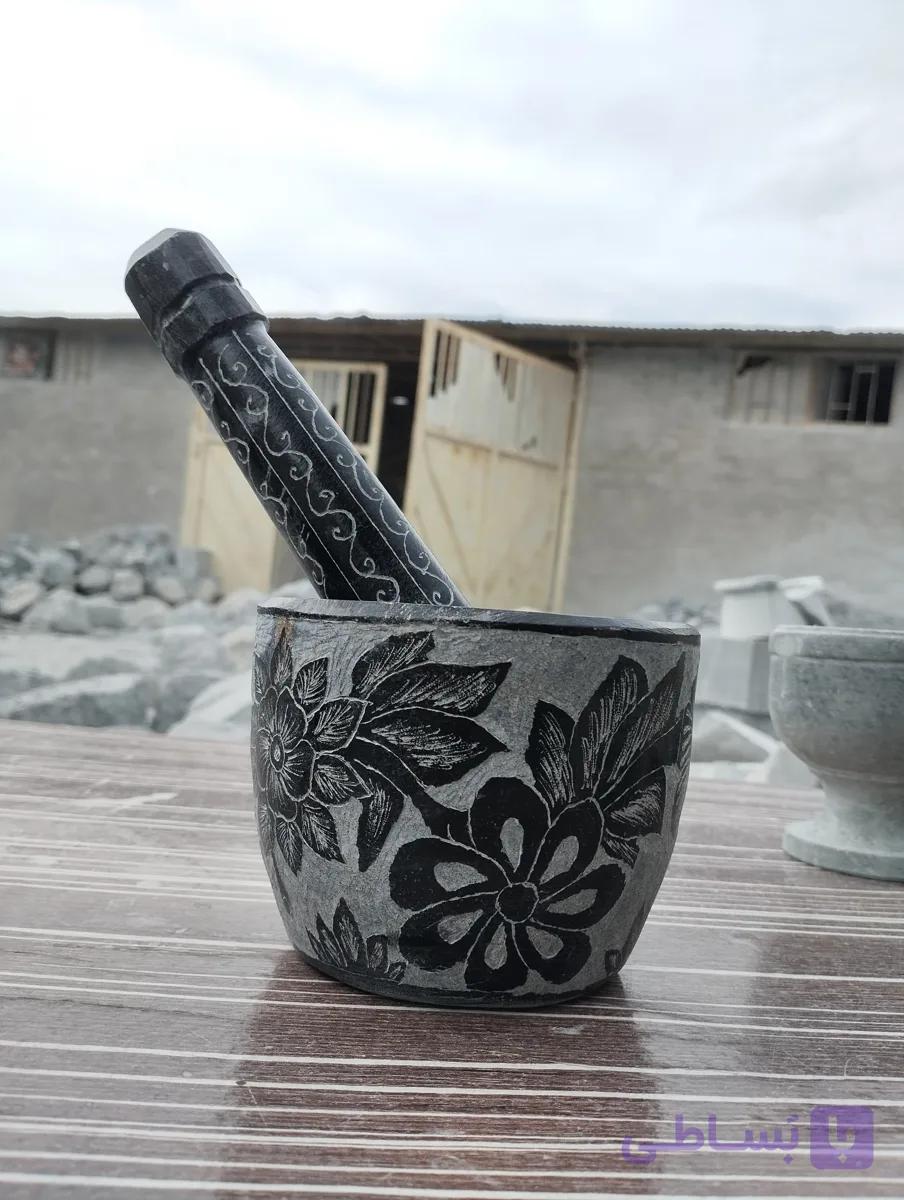 هاون سنگی طرح دار سایز متوسط