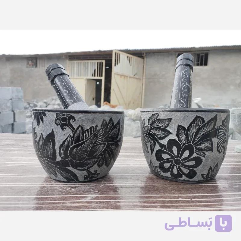 هاون سنگی متوسط سایز 2طرح دار