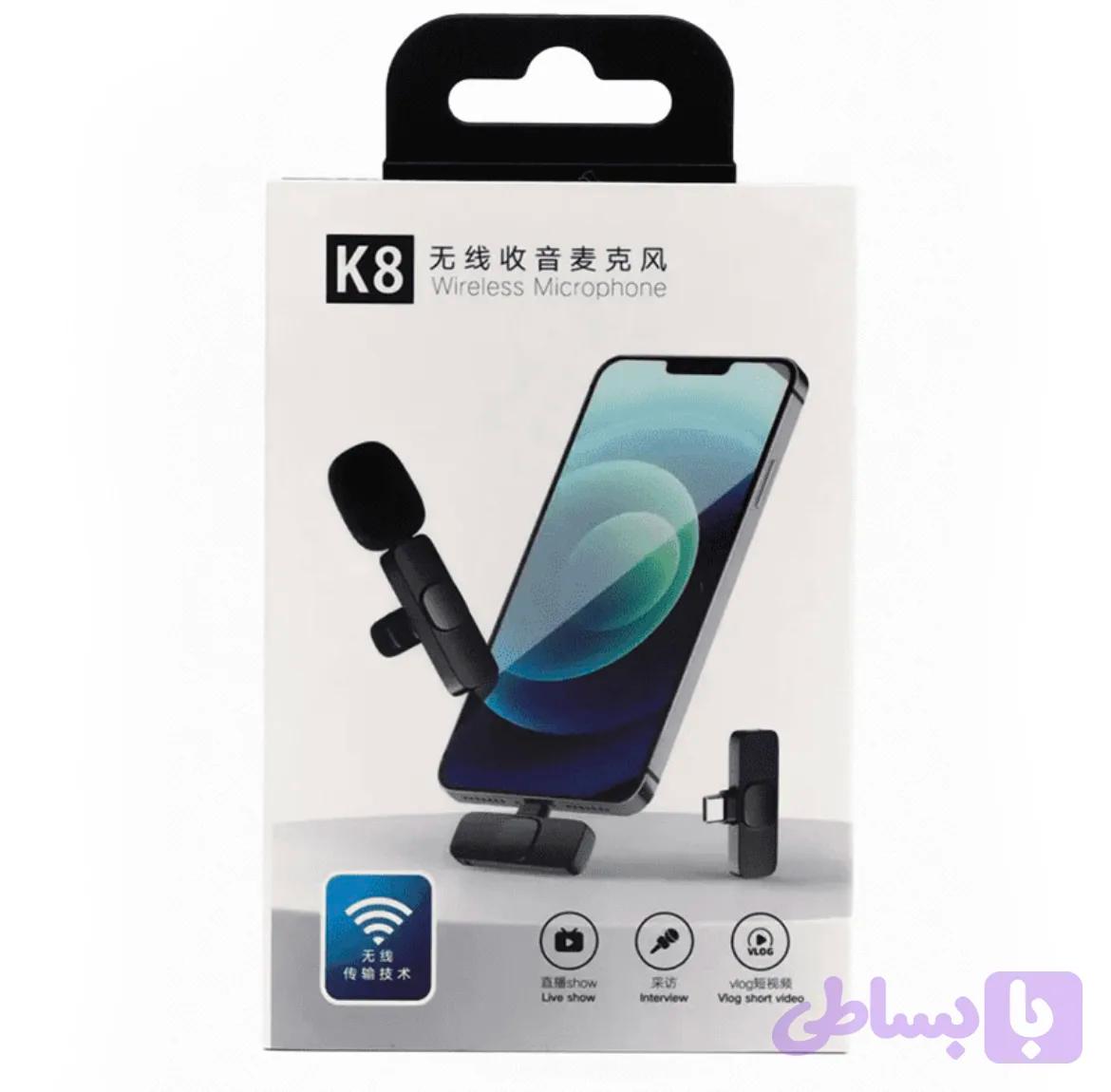 میکروفون بی‌سیم K8 یقه‌ای Type-C با قابلیت کاهش نویز و صدای شفاف