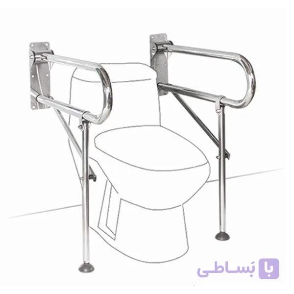 دستگیره سالمندی استیل تاشو پایه دار — تصویر 1