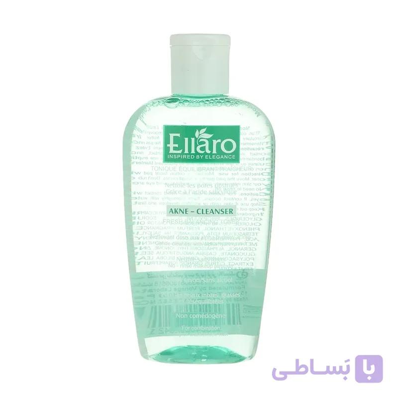 تونر پاک کننده صورت الارو مدل Akne Cleanser حجم 200 میلی لیتر، مخصوص پوست چرب و مستعد آکنه، فاقد الکل و پارابن، حاوی سالیسیلیک اسید و زینک گلوکونات، مرطوب کننده و شاداب کننده پوست