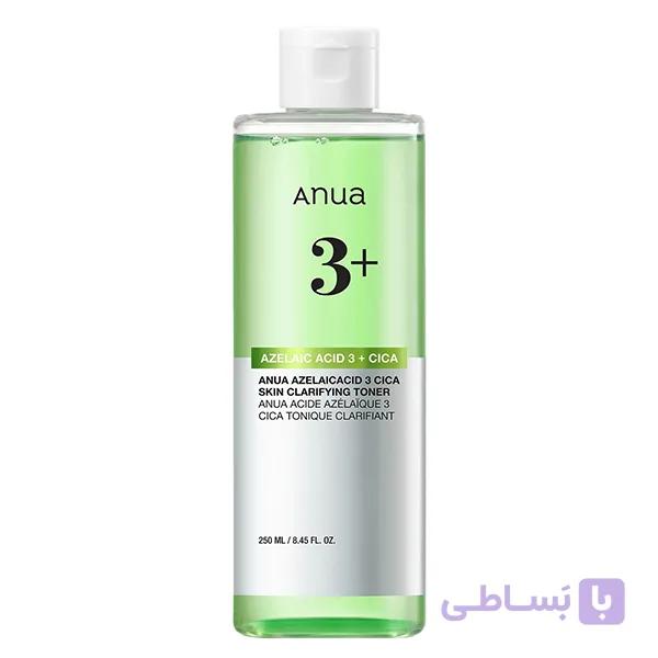 تونر شفاف کننده و تسکین دهنده آزلائیک اسید آنوا Anua Azelaic Acid 3 + Cica 250Ml — تصویر 1