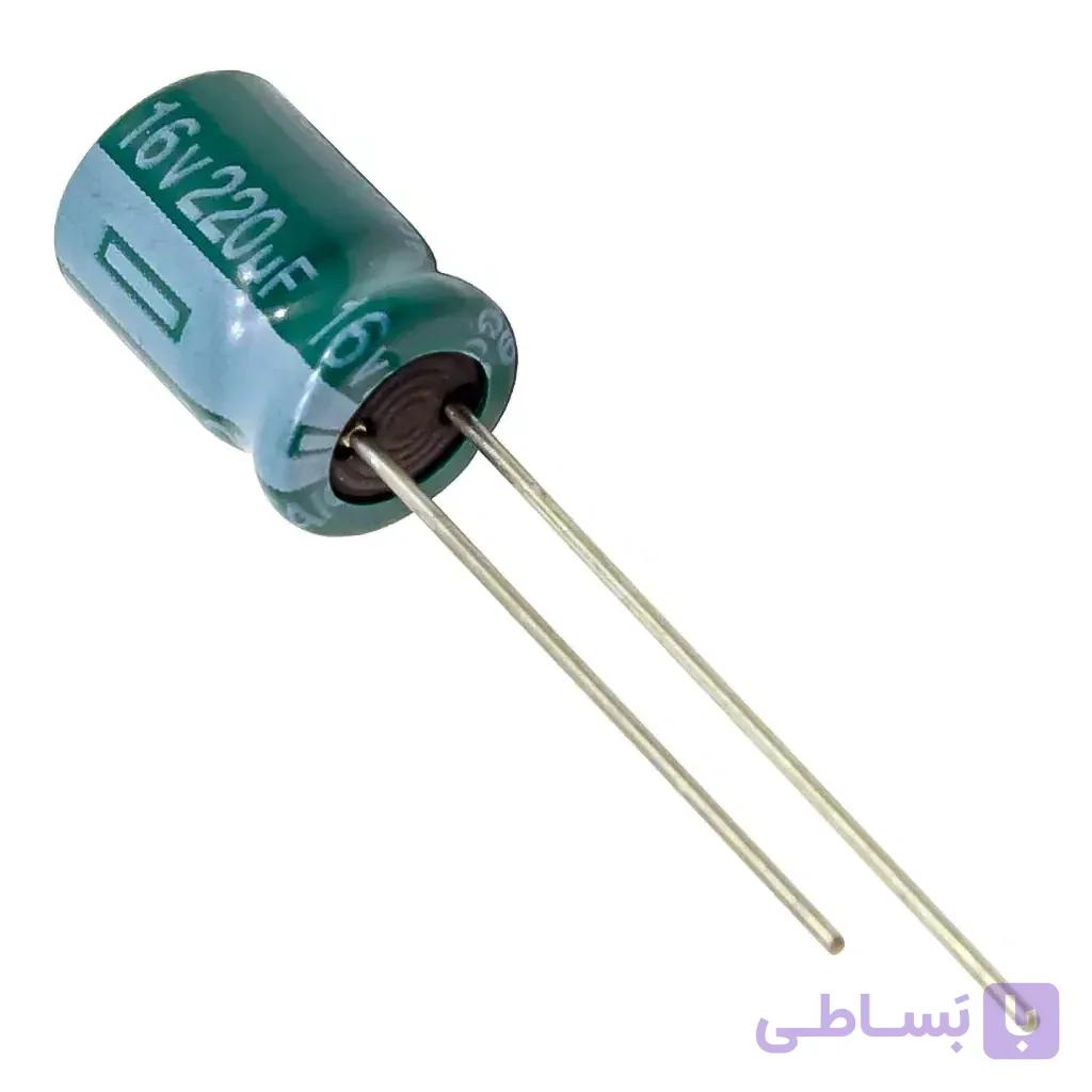 خازن الکترولیتی 35 ولت 220 میکروفاراد امپدانس پایین مارک TAICON سری PW ساخت تایوان — تصویر 1