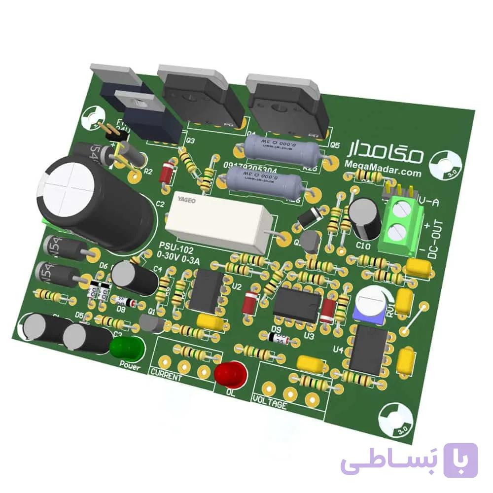 آموزش ساخت + سورس کامل مدار منبع تغذیه متغیر آزمایشگاهی 30 ولت 3 آمپر مدل: PSU-102 — تصویر 1