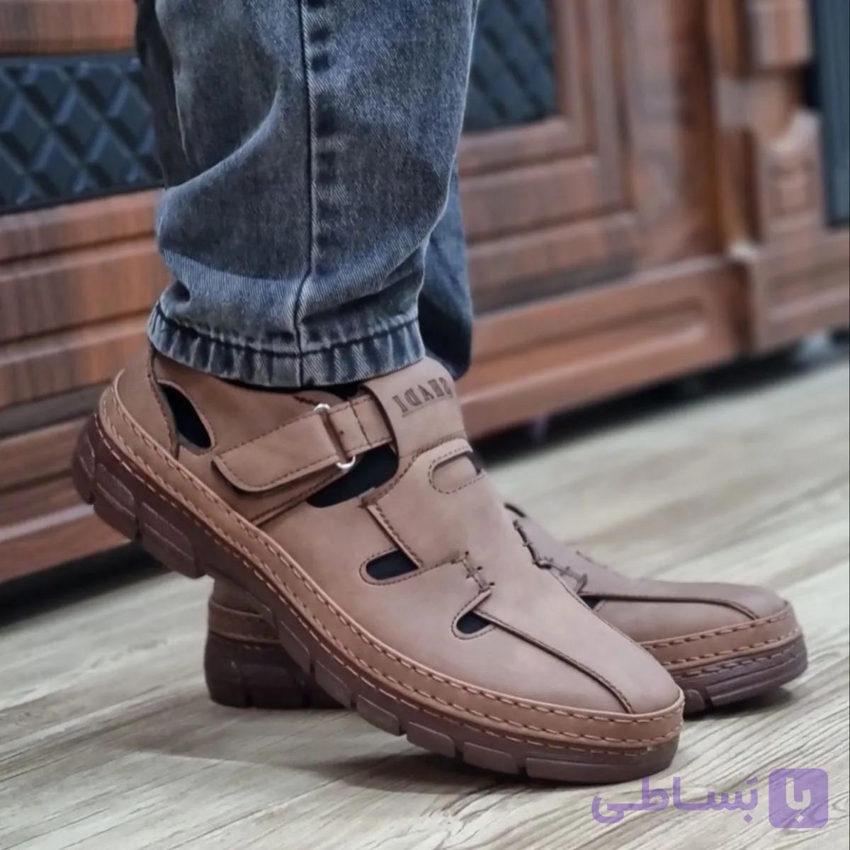 صندل راحتی مردانه مدل سفیر رنگ عسلی — تصویر 1