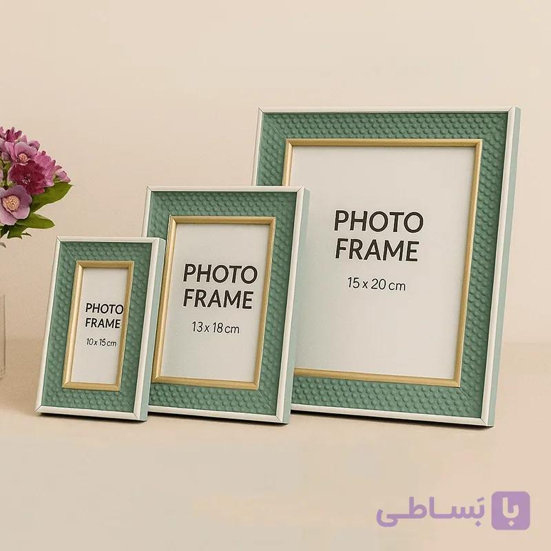 ست قاب عکس رنگی با فریم سه‌بعدی سبز آبرنگی – سه‌تایی — تصویر 1