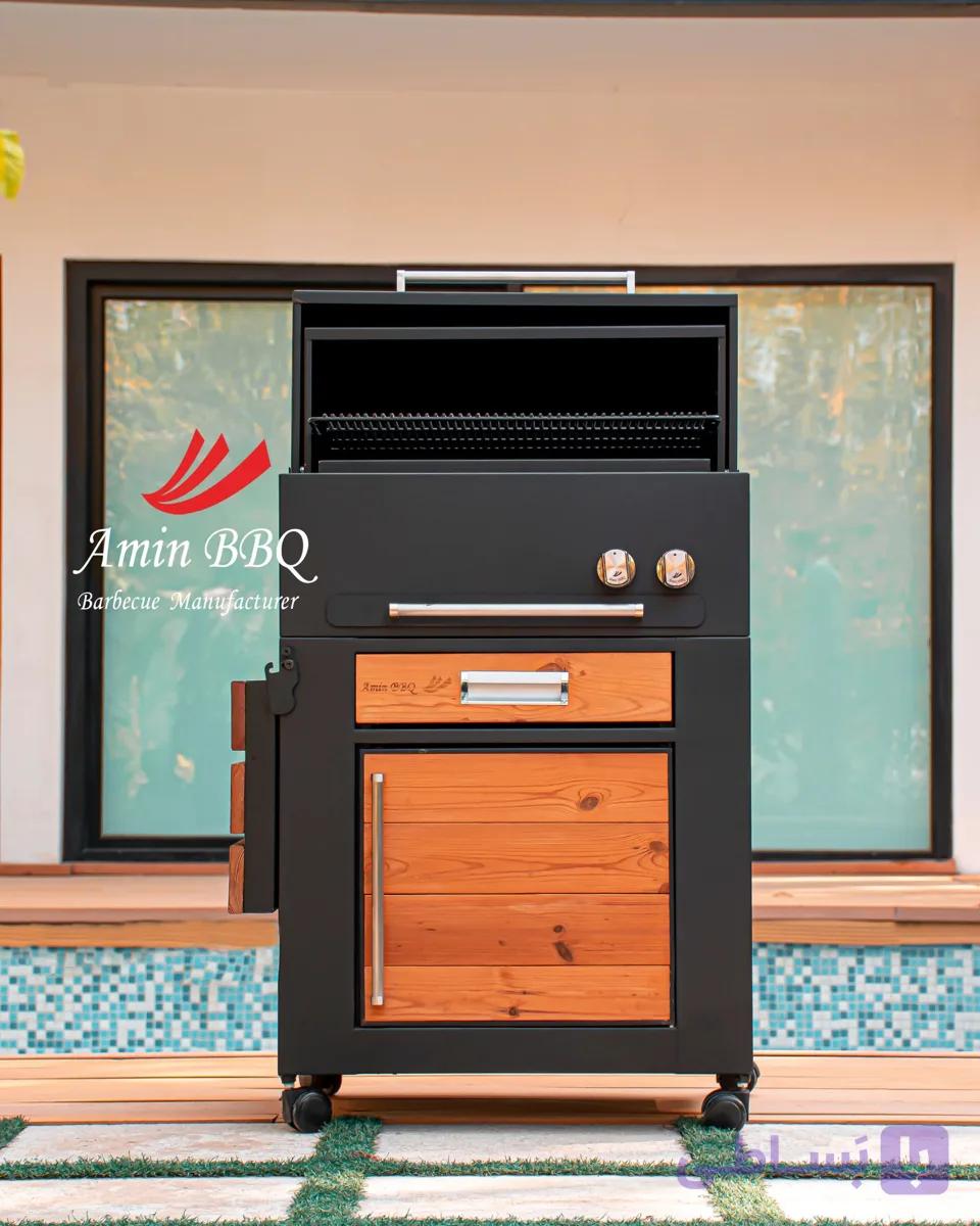 باربیکیو گازی مشکی و ترموود AMINBBQ-BWRC-062 — تصویر 1
