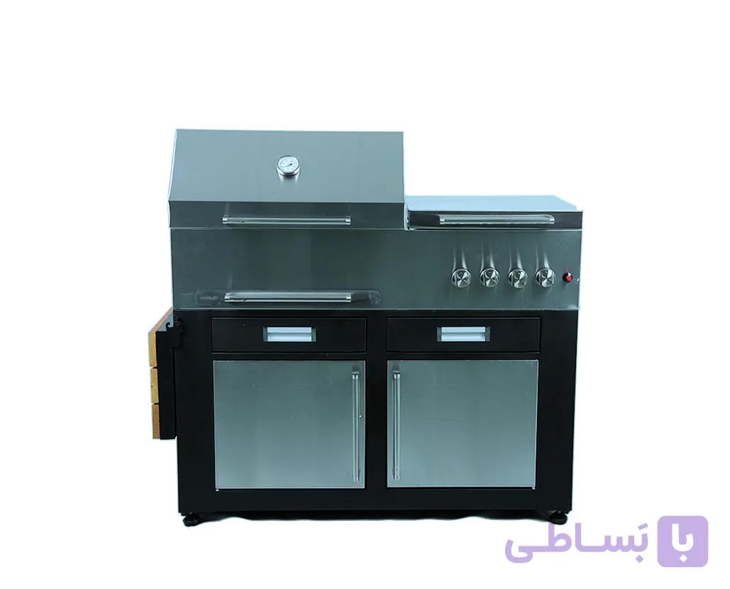 باربیکیو ۱۱۰ استیل با اجاق‌گاز و سرخکن src-110 — تصویر 1