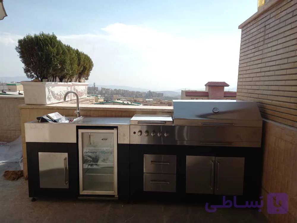باربیکیو آیلند مدل استیل و مشکی با یخچال src-260 — تصویر 1
