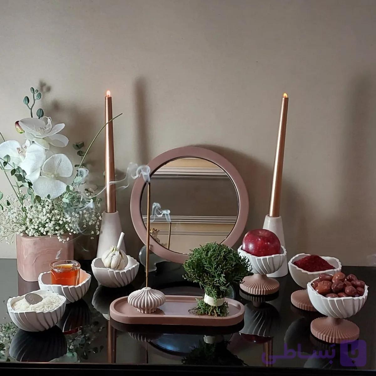 ست هفتسین 12 تکه دو رنگ نسکافه ای و قهوه ای