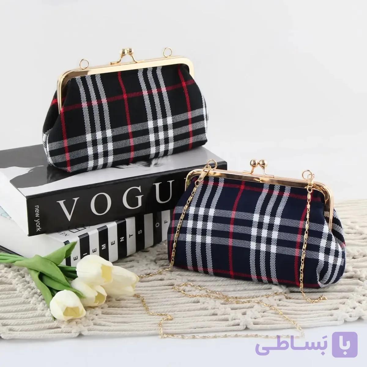 کیف پاسپورتی پارچه ای زنانه با قفل و بند بلند اداری مجلسی — تصویر 1