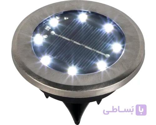 مجموعه چراغ زمینی خورشیدی LED با قطر 7.2 سانتی متر، رنگ استیل ضد زنگ، 4 عدد — تصویر 1