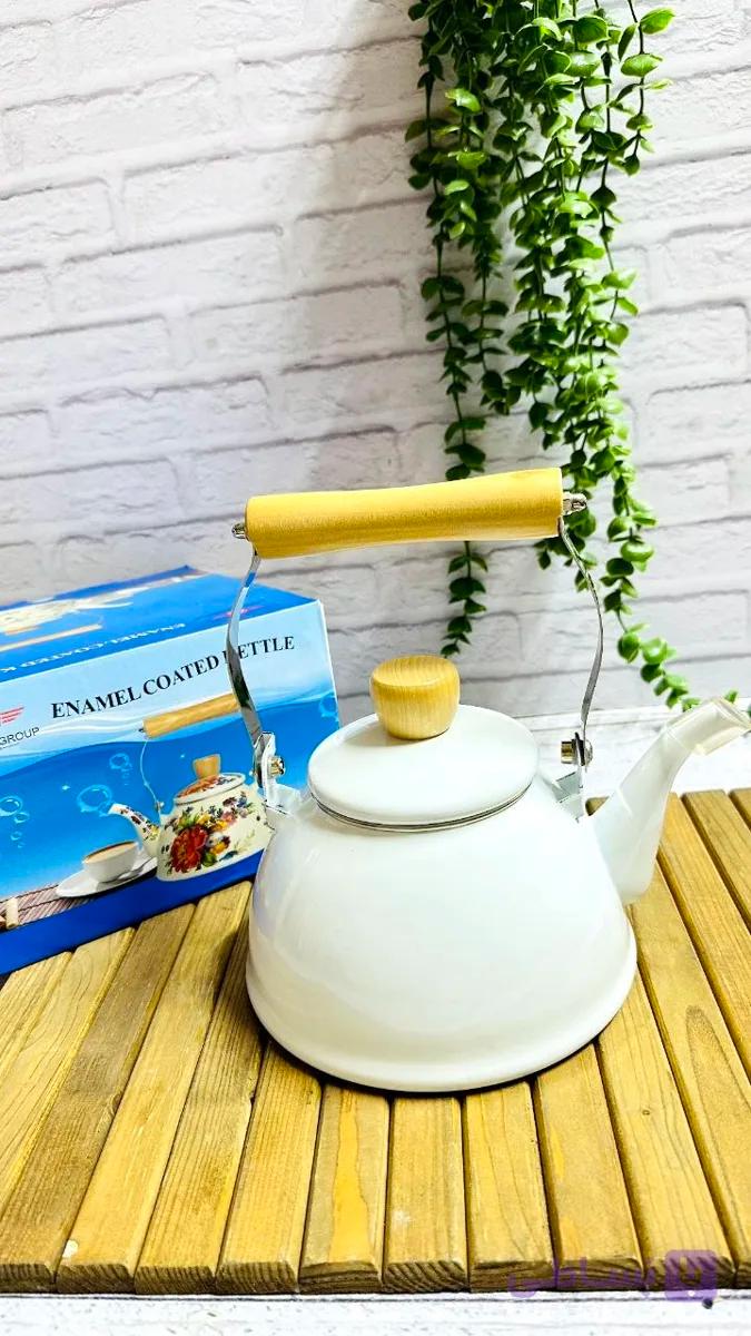 کتری لعابی دسته چوبی وارداتی