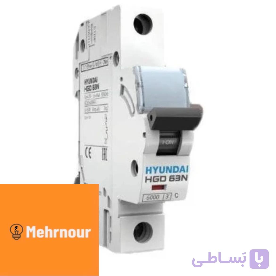 کلید مینیاتوری تک فاز هیوندای HYUNDAI (فیوز مینیاتوری تکفاز آمپر) کلاس c — تصویر 1