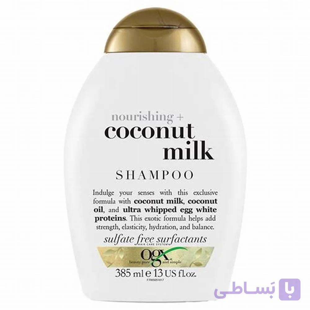شامپو تقویت کننده مو او جی ایکس مدل coconut oil حجم 385 میلی لیتر