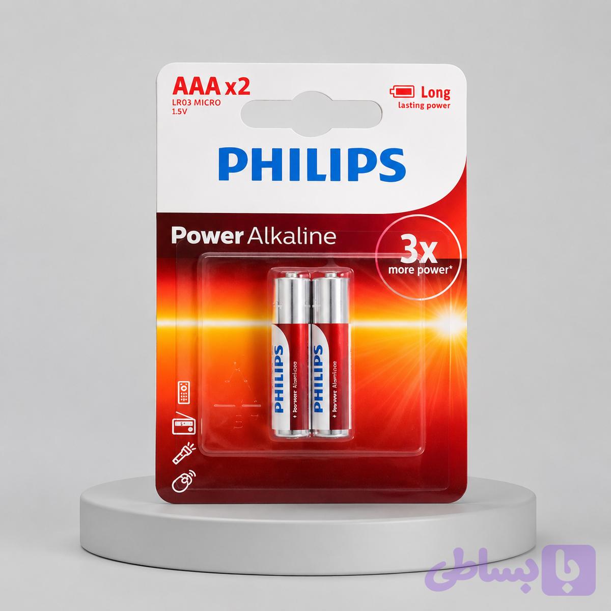 باتری نیم قلمی فیلیپس (PHILIPS) مدل Power Alkaline 1.5V LR03P2B/97 AAA (