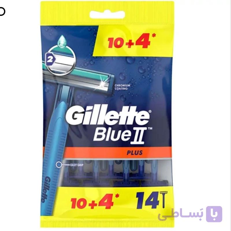 خودتراش دو تیغ ژیلت اصلی مدل Blue 2 Plus بسته 14 عددی