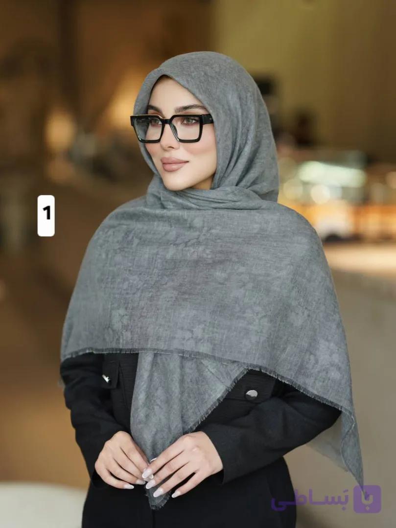 روسری نخی طوسی سنگشور کد ۱۰۷۸ — تصویر 1