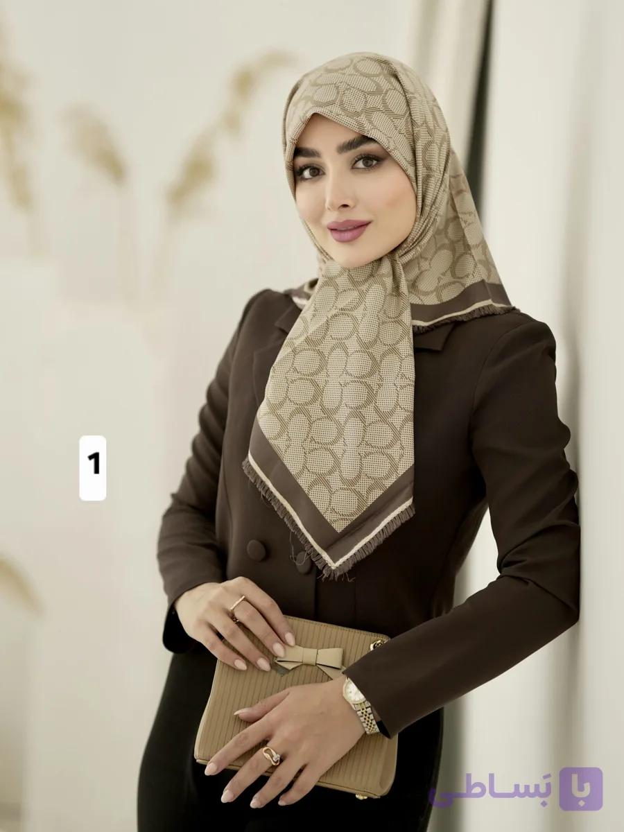 روسری ابریشم توییل طرح برند کچ کد ۱۰۸۳ — تصویر 1
