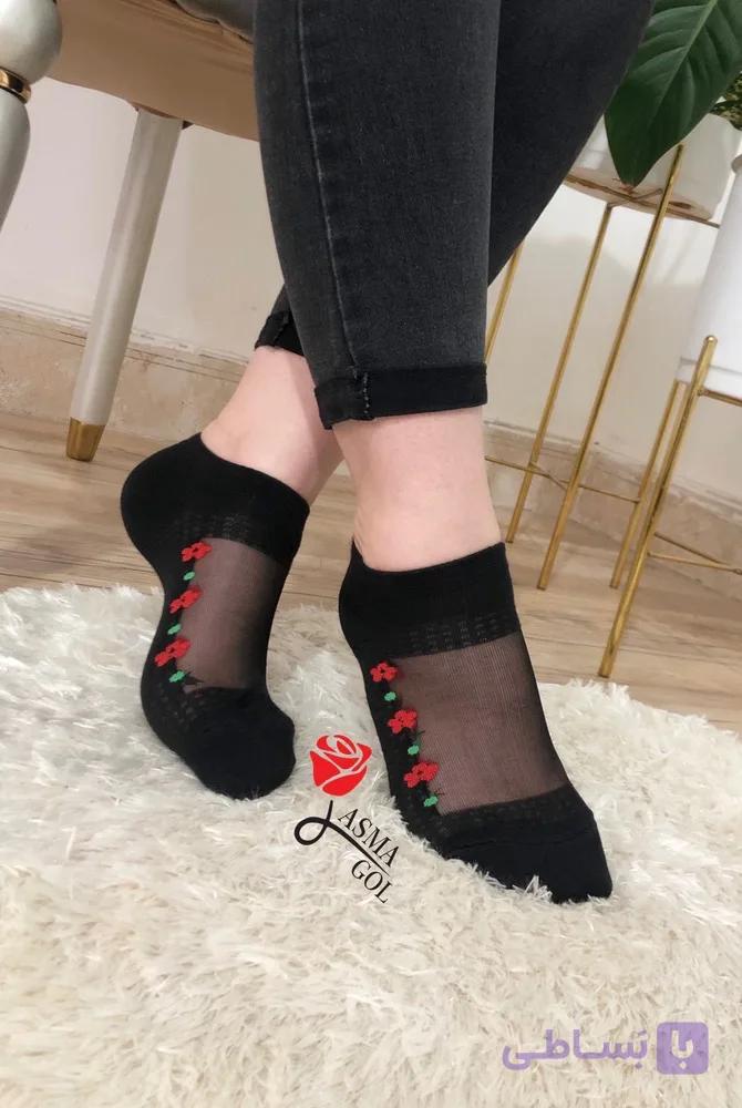 جوراب مچی/شیشه ای طرح گل/بسته12تایی
