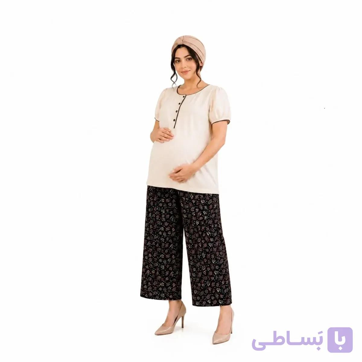 ست تاپ و شلوار بارداری و سایز بزرگ عسل — تصویر 1