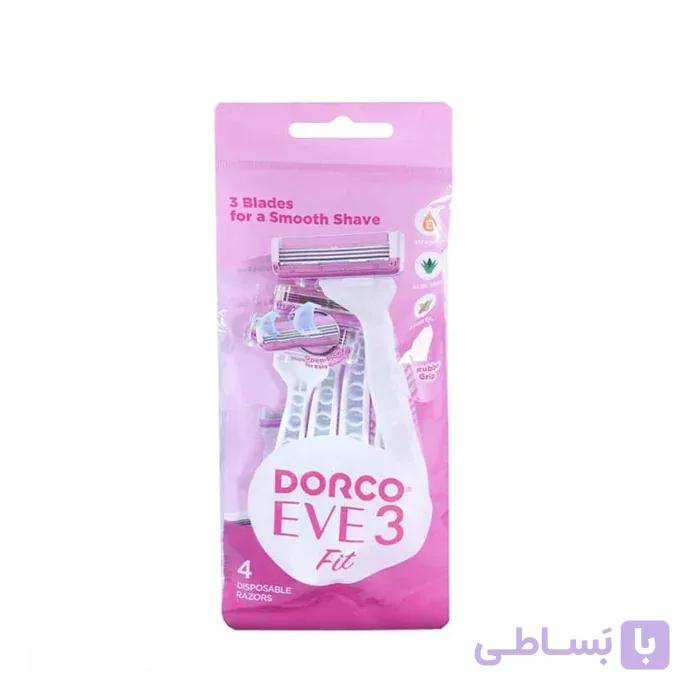 تیغ اصلاح 3 لبه زنانه دورکو مدل Dorco EVE 3 Fit بسته 4عددی — تصویر 1
