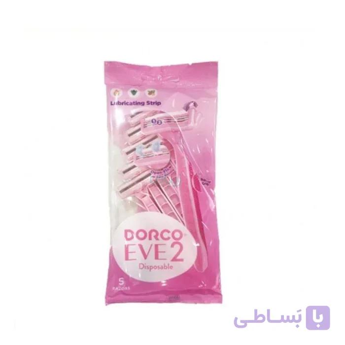 تیغ اصلاح 2 لبه زنانه دورکو مدل Dorco EVE 2 Disposable بسته 5عددی — تصویر 1
