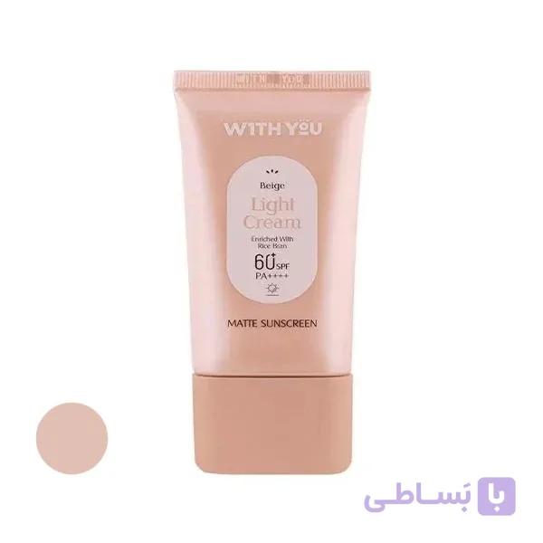 کرم ضد آفتاب رنگی ویت یو spf60 مدل light محافظ UVA،UVB مناسب برای انواع پوست حجم 50 میلی لیتر