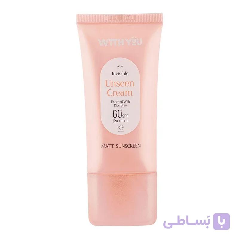 کرم ضد آفتاب بدون رنگ ویت یو spf60 مدل Unseen محافظ UVA،UVB مناسب برای انواع پوست حجم 50 میلی لیتر