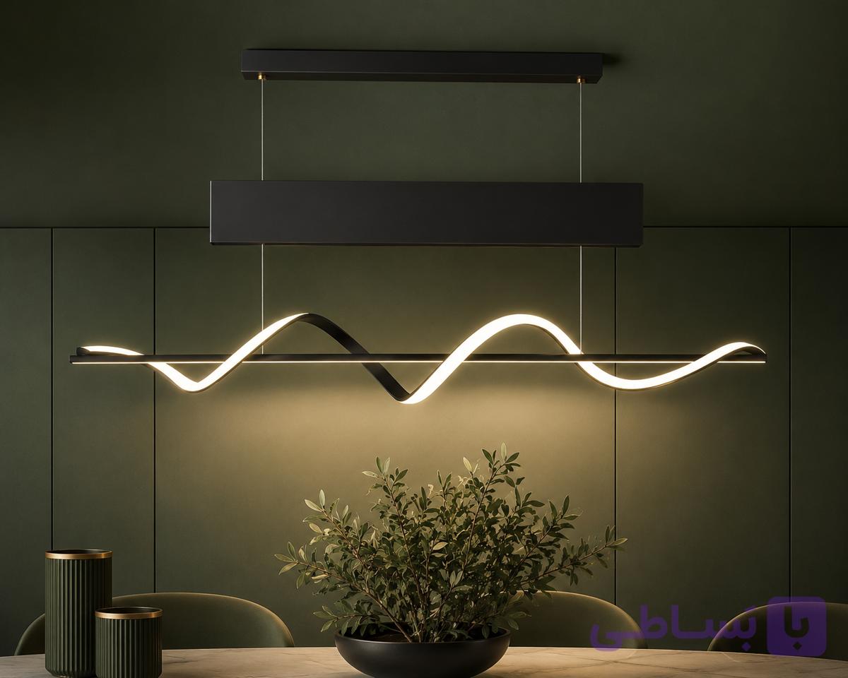 لوستر مدرن شینولایت S1119-BK بدنه مشکی نور چهار حالته