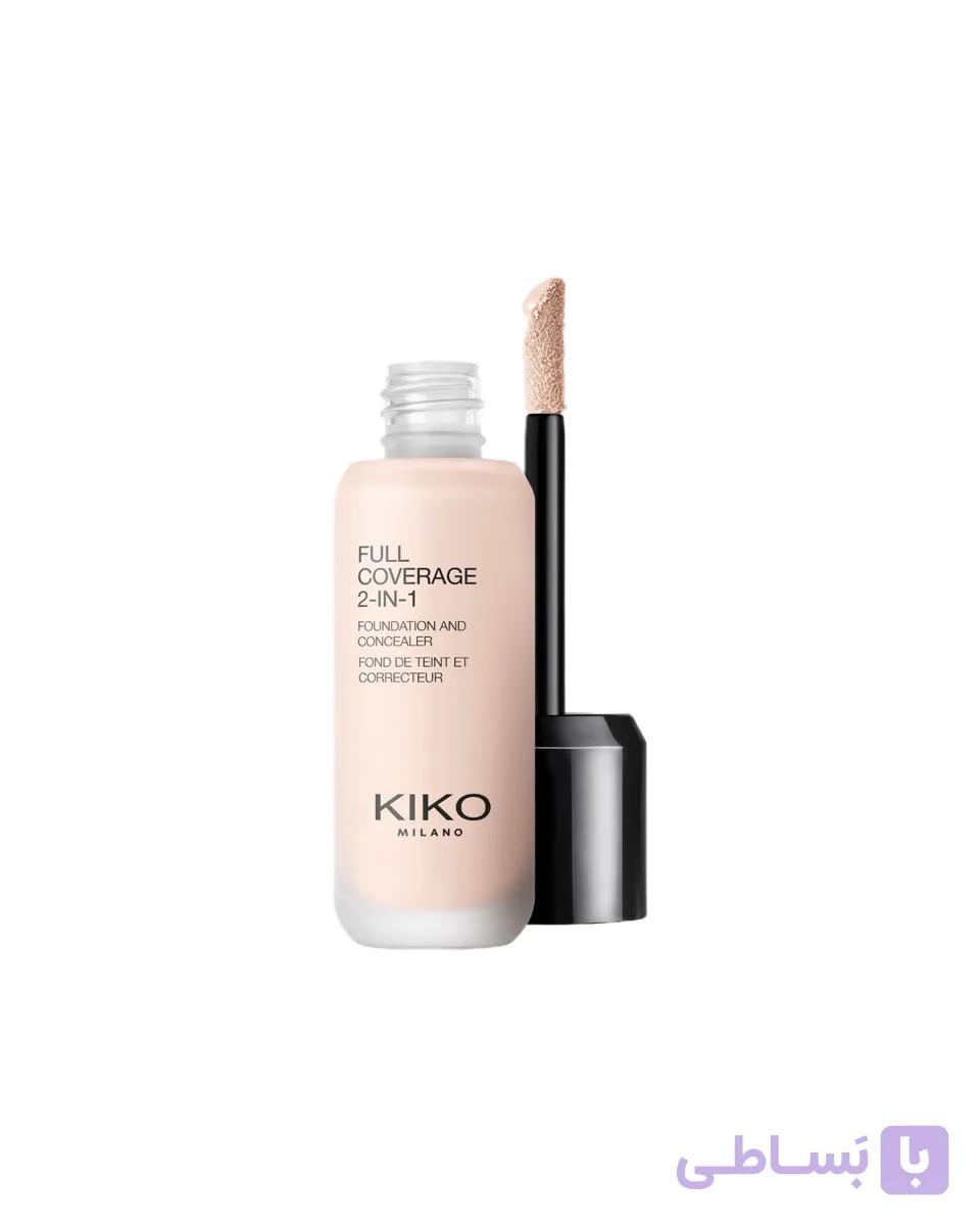 کرم پودر و کانسیلر ۲ در ۱ فول کاور کیکو-مسترکوالیتی-KIKO Full Coverage 2 in 1 Foundation and concealer — تصویر 1