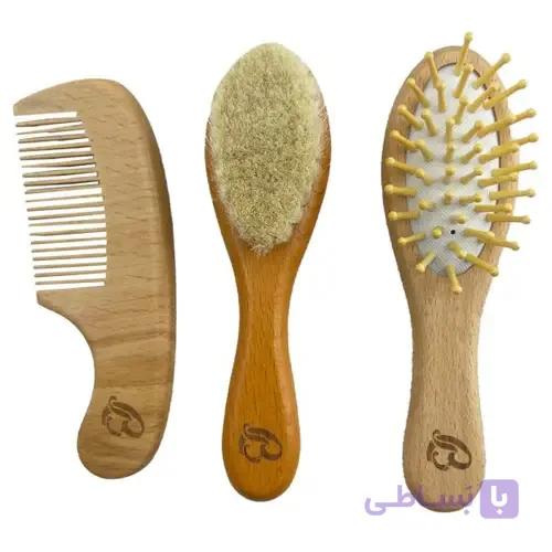 شانه برس 3 تیکه چوبی بی بی کرون (baby crown) — تصویر 1