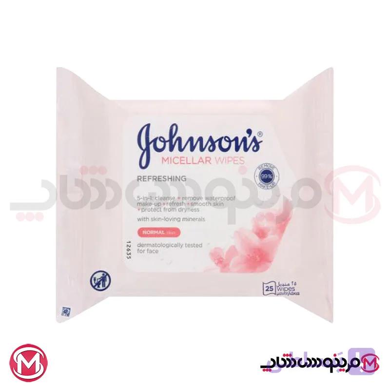دستمال مرطوب میسلار 5 در 1 جانسون 25 عددی