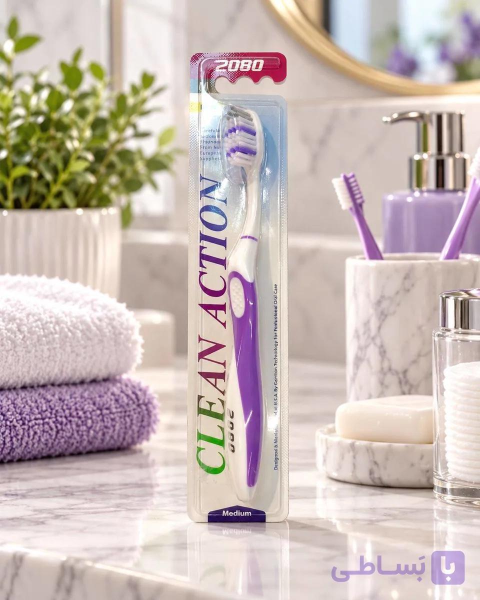 مسواک 2080 مدل Clean Action بدنه بنفش