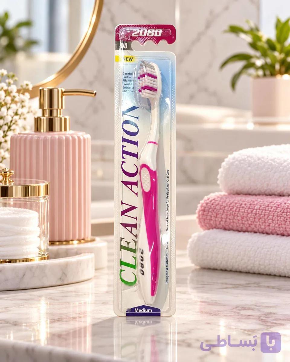 مسواک 2080 مدل Clean Action بدنه صورتی