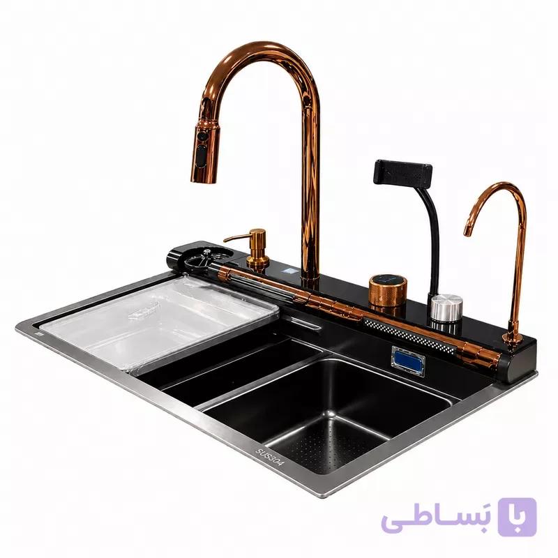 سینک ظرفشویی 5 کلید مدل Smart maat 2025 فول برنج 75 سانت گرید A