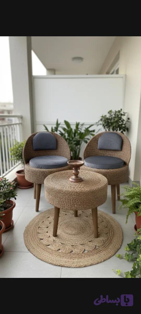 میز صندلی حصیری دونفره