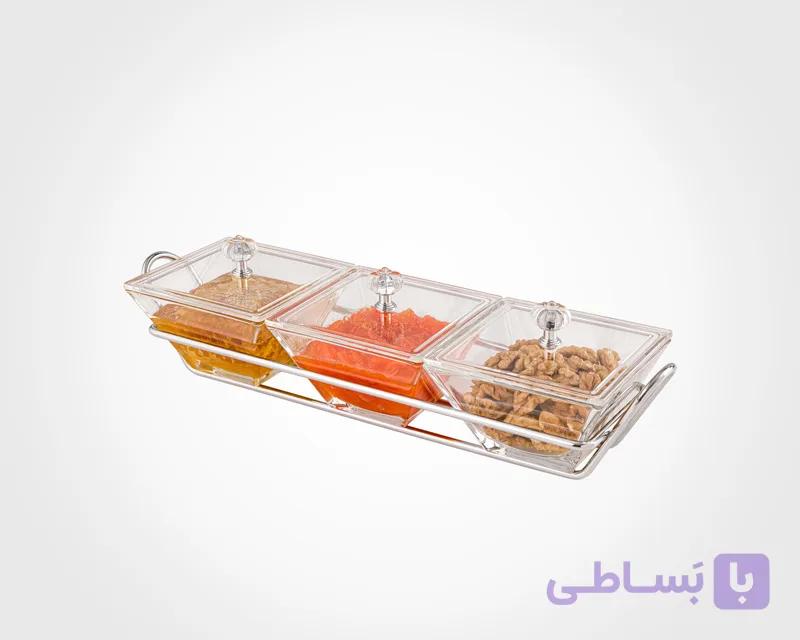 اردو خوری شیشه ای سه خانه