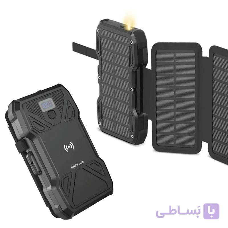 پاوربانک خورشیدی 20000 گرین لاین Green Lion Solar 5 Panel PD20W GL-PX27 GNSOL5PN20BK توان 20 وات — تصویر 1
