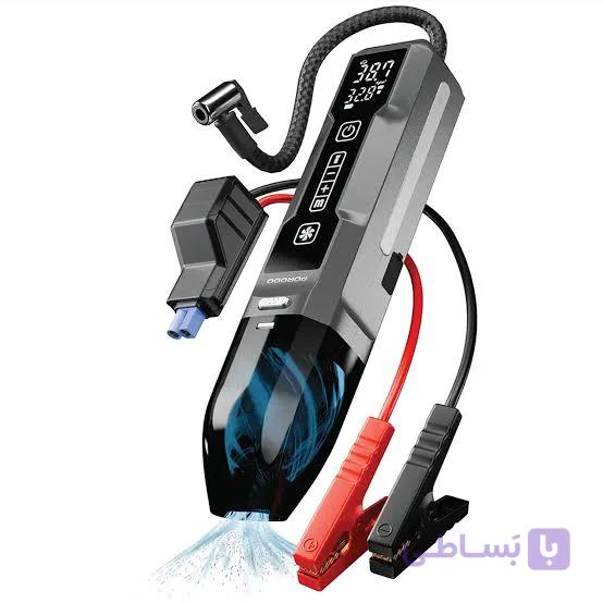 جامپ استارتر کمپرسور باد و جارو شارژی پرودو Porodo PDJS41BK Ignatov همراه با چراغ قوه — تصویر 1