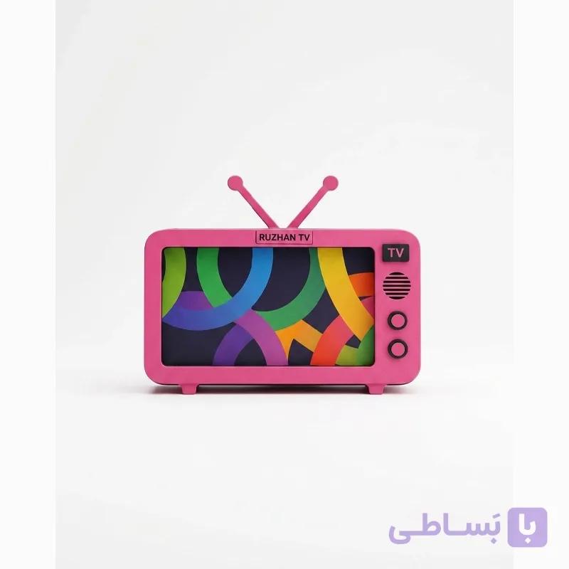 نگهدارنده موبایل چوبی روژان طرح تلویزیون رنگ صورتی — تصویر 1