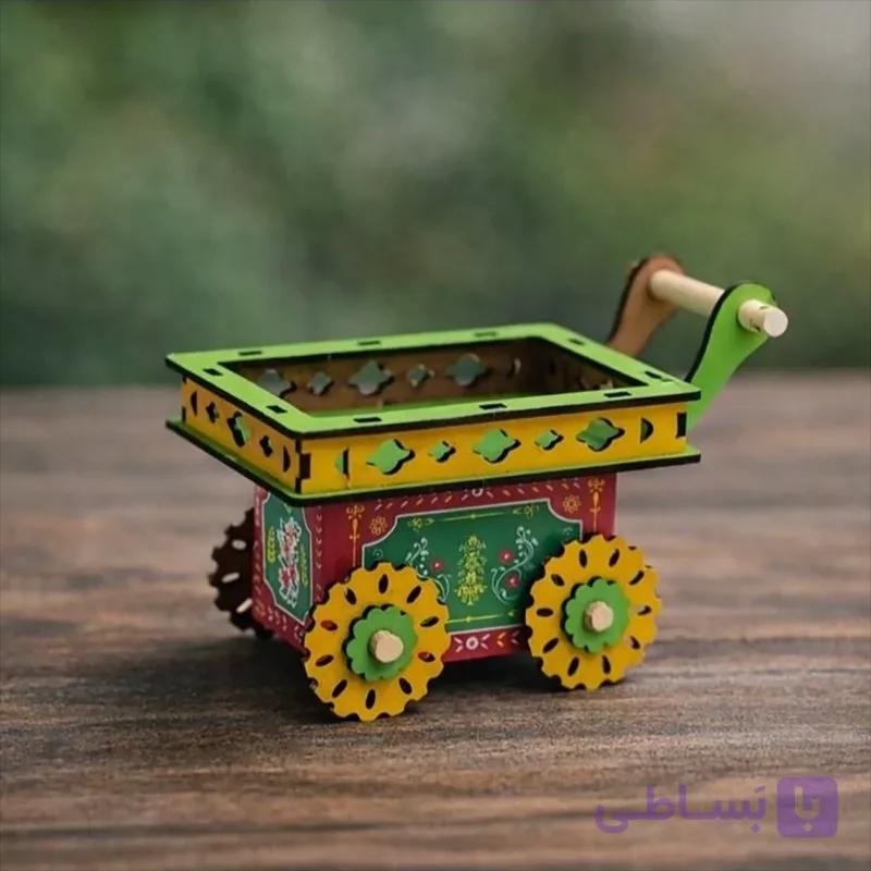 چرخ دستی چوبی نوستالژی سبز — تصویر 1