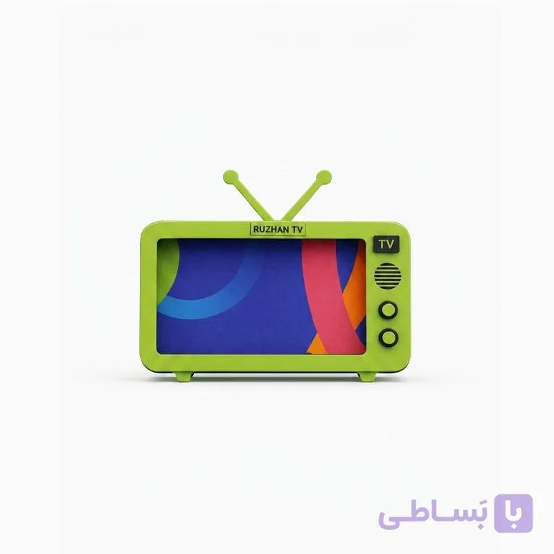 نگهدارنده موبایل چوبی روژان طرح تلویزیون رنگ سبز — تصویر 1