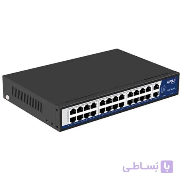 سوئیچ 24 پورت 10/100Mbps PoE و 2 پورت Uplink اچ ار یو ای HRUI HR902-AF-2421G-300 — تصویر 1